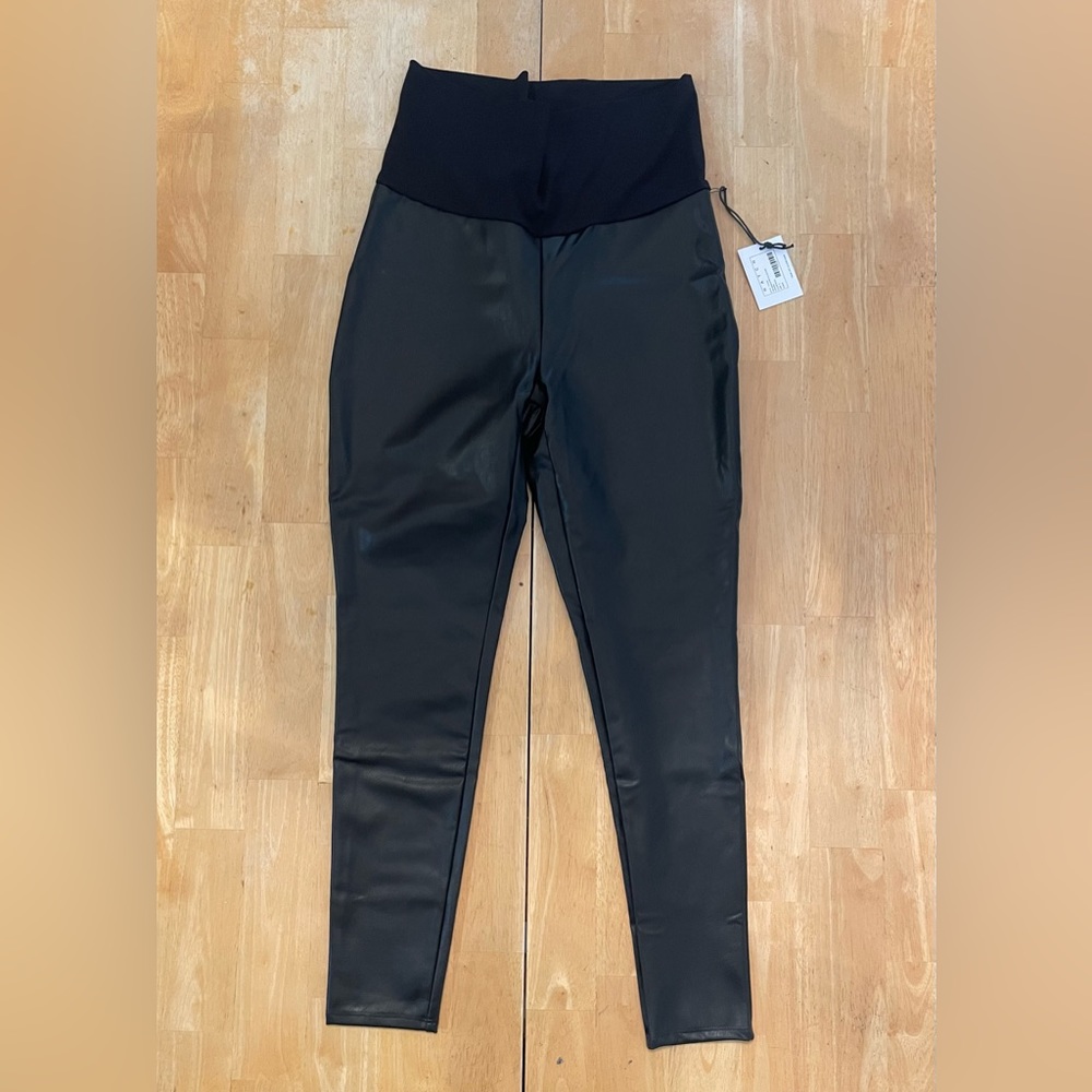 HATCH NWT Vegan Leather Maternity Legging Size Small In Black